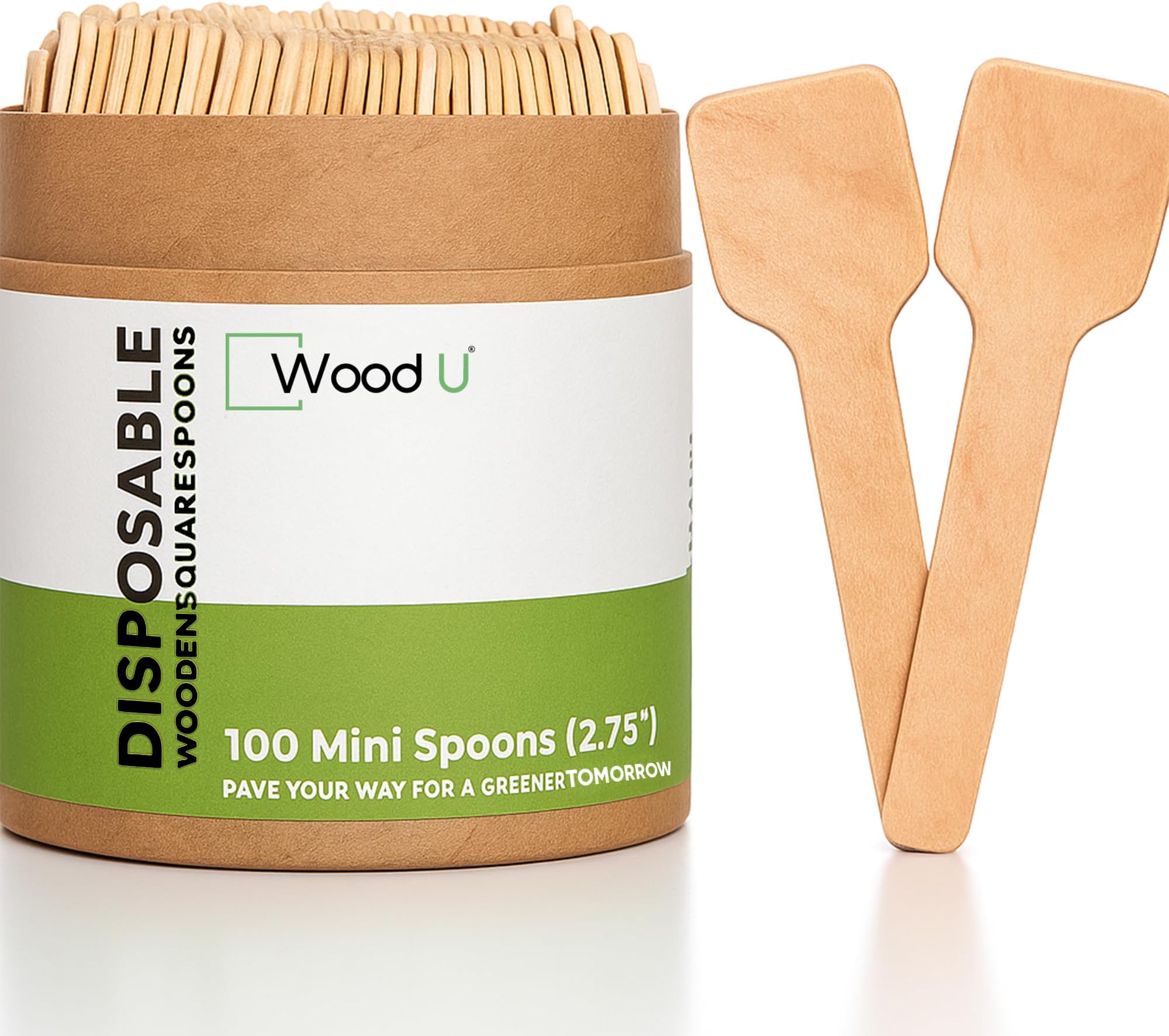 Tiny wooden spoon, Eco-Friendly miniature wooden spoons for spices, Scrubs small wooden spoon for salt, ice cream tasting spoons | 100% All-Natural - Pack of 100-2-3/4” by WoodU