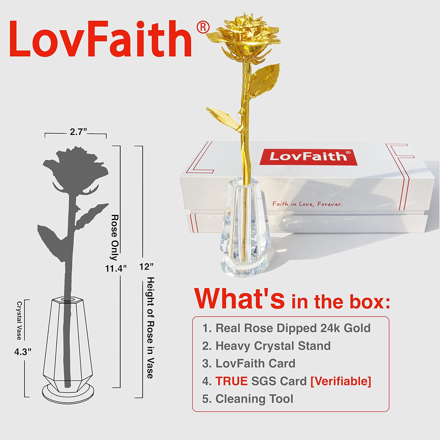 Valentine Gift Real Rose Dipped 24K Gold with Crystal Stand, Best Anniversary Rose Gift for Her Wife Mother Birthday Christmas (B1. Deluxe Thick Gold -Blooming) - Image 7