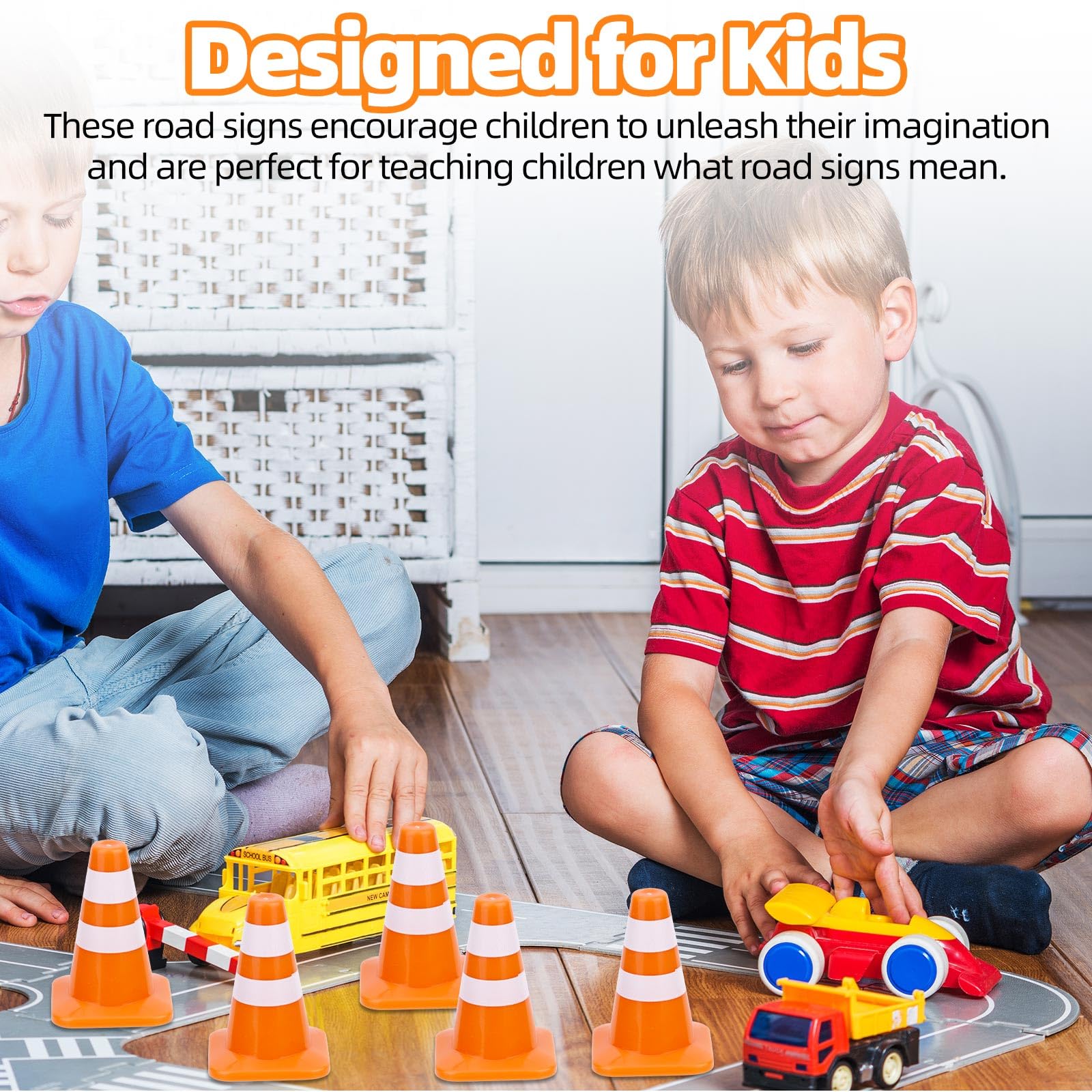 8 Pz Mini Coni Stradali, Piccoli Coni Sicurezza da Costruzione da 3,5cm Piccoli Segnali di Attenzione Stradali Mini Segnali Sicurezza Stradale Barricate per Scene di Strada in Miniatura