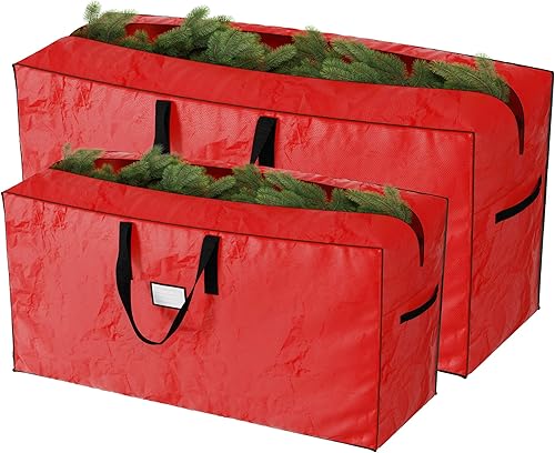 Elf Stor - Bolsa de almacenamiento para árbol de Navidad, paquete de 2 unidades, se adapta a árboles artificiales de 7.5 pies cada uno, protege las