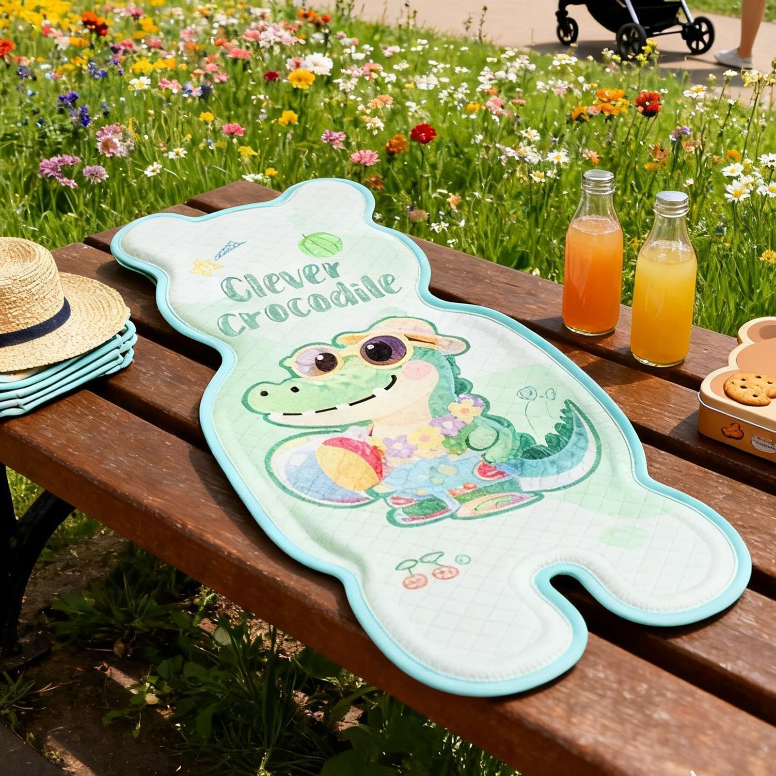 Tappetino rinfrescante per passeggino, tappetino universale traspirante morbido per bambini, ideale per viaggi estivi, passeggiate all'aperto, pisolini, shopping e allattamento a casa