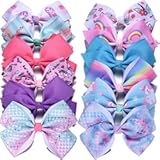 Eyegla Hair Bows For Girls 5 Inch Bow Hair Clips Girl Hair Bows For Hair Grosgrain Ribbon Hair Accessories Pack of 12 Color