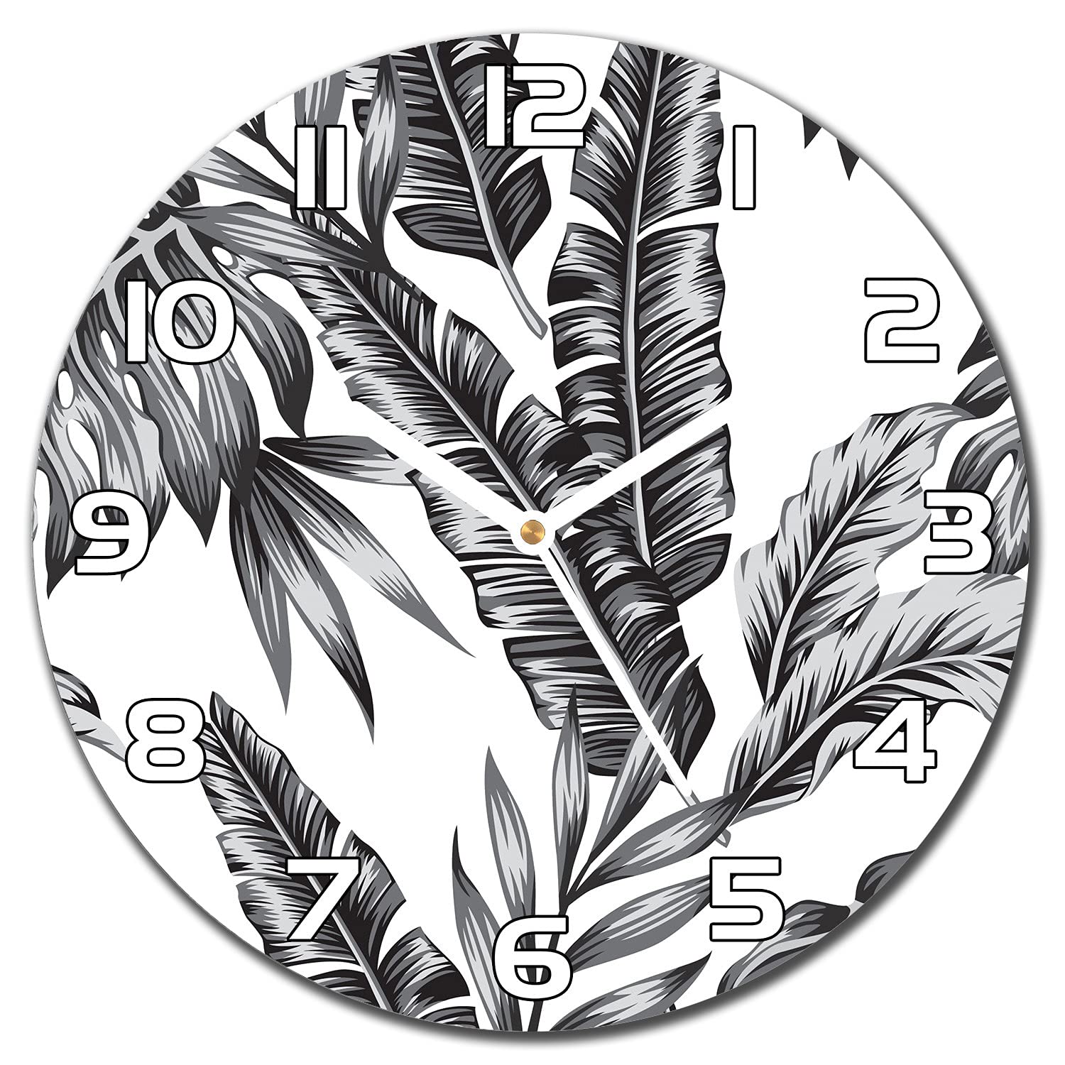 Horloge en verre impression haute définition Coloray aiguilles blanches luxe moderne