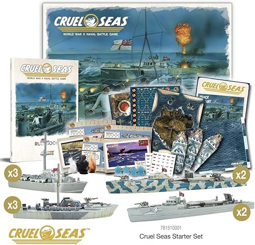 Miniatura 2 de Cruel Seas Strike Fast, Strike Hard! Cruel Seas Starter Set 1:300 WWII Naval Militar Wargaming Plastic Model Kit 781510001