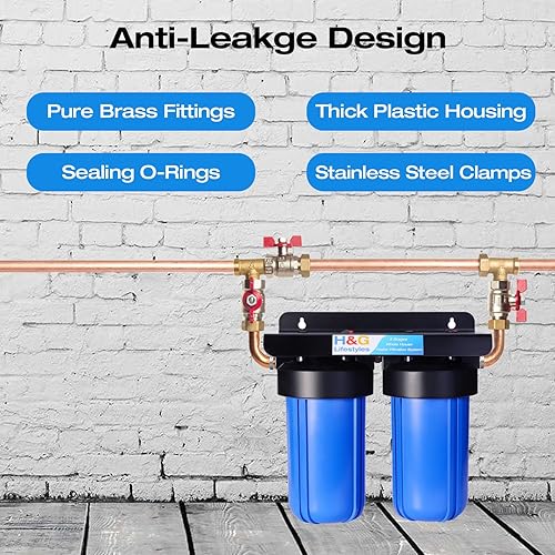 Miniatura 7 de H&G Lifestyles Sistema de filtro de agua para toda la casa,Filtro de hierro para agua de pozo,Sistema de filtración de agua de 2 etapas, Reducir el