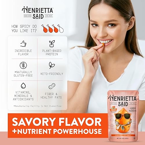 Miniatura 3 de Henrietta Said - Cacahuetes saborizados con alas  Truly Good Foods Snacking Nuts  Sabores atrevidos  Salados y picantes  Cacahuetes con sabor Jumbo