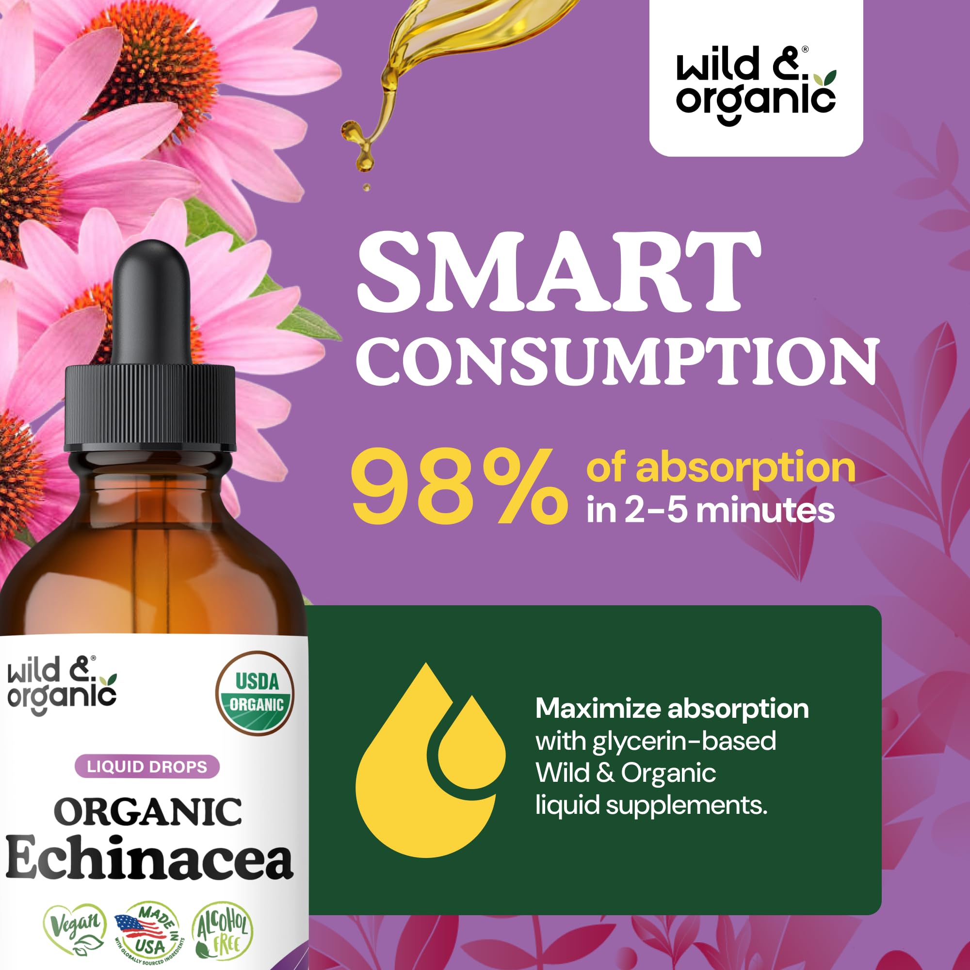 USDA Organic Echinacea Tincture - Immune & Lymphatic Drainage Drops - 4oz — Amazon image 4
