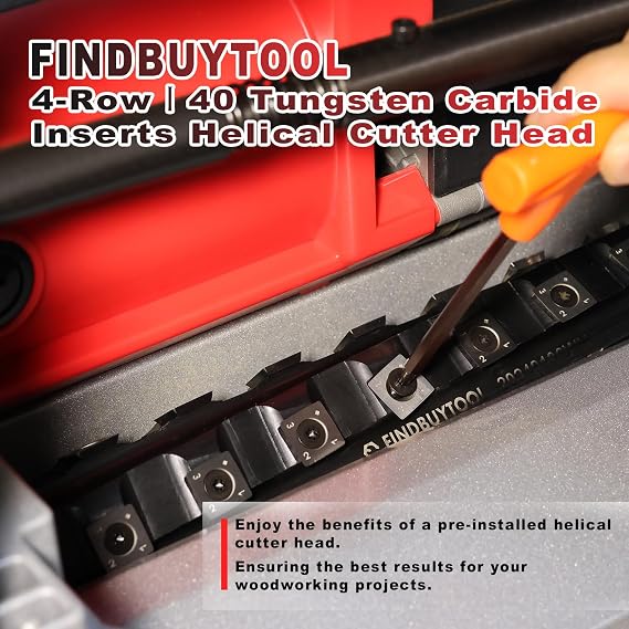 FindBuyTool 13 Benchtop Helical Planer with Carbide Insert Cutter Set Professional Wood Thicknessing Solution