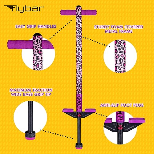 Miniatura 4 de Flybar Jolt Pogo Stick para niños de 6 años en adelante, 40 a 80 libras, perfecto para principiantes, asas de espuma de fácil agarre, clavijas