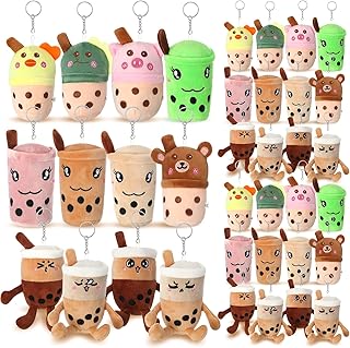 36 Pack Boba Keychain 4.7inch Boba Tea Key Chain Plush Toy Bubble Tea Keychain Milk Tea Boba Plush Stuffed Pendant Bubble Tea Plush for Kids Teens Boba Lover Backpack Party Favors