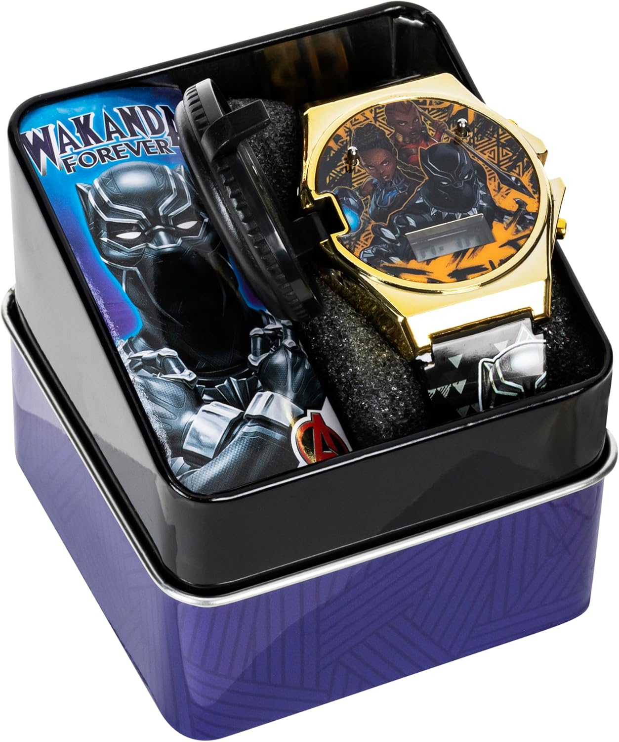 Marvel Black Panther Wakanda Forever Kids LCD Watch – Flip-Top Light-Up Cover, Digital Display, Adjustable Strap, Avengers Design, Cool Glow Feature, Perfect for Kids – Fits Wrists 5.5” to 8” - Image 5