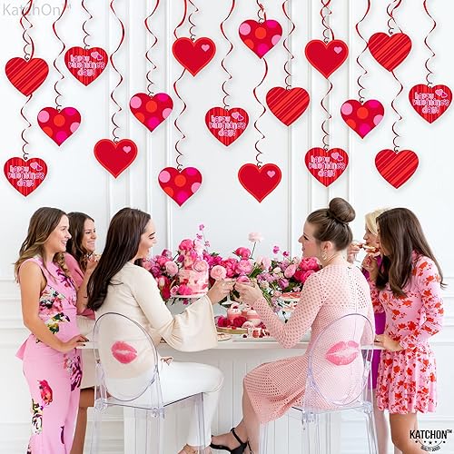 Miniatura 7 de KatchOn, Centros de mesa de San Valentín para mesas, grandes, paquete de 39  Decoración de corazones colgantes de San Valentín, centros de mesa de