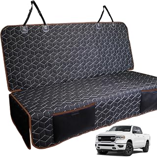 Meginc Bench Seat Covers for Trucks,Dog Car Seat Covers for Ford f150/Ram1500/Nissan Frontier/Toyota Tacoma/GMC Canyon,Nonslip Truck Seat Cover for Dogs (Brown)