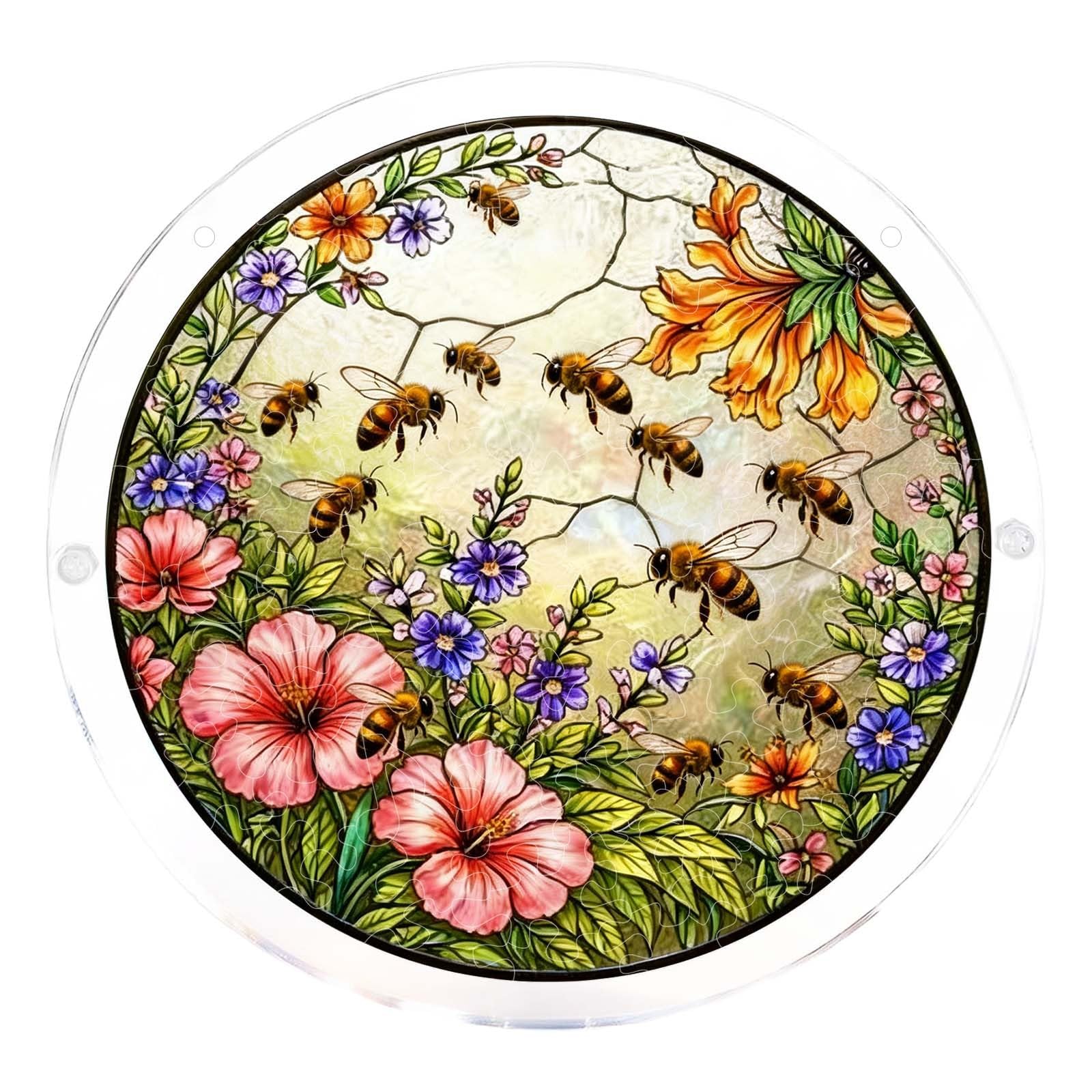 Acrylic Jigsaw Puzzle Suncatcher,Acrylic Puzzle Suncatcher,for Doors Garden and Window Hanging&Birthday Mom Women Adults Gift-19 CM,A — view 16