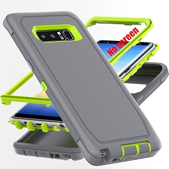 for Note 8 Case,[Military Grade] 3 in 1 Full Body Shockproof Dust/Drop Proof Heavy Duty Protection Cover,for Samsung Galaxy Note 8 6.3 Inch,Green+Grey