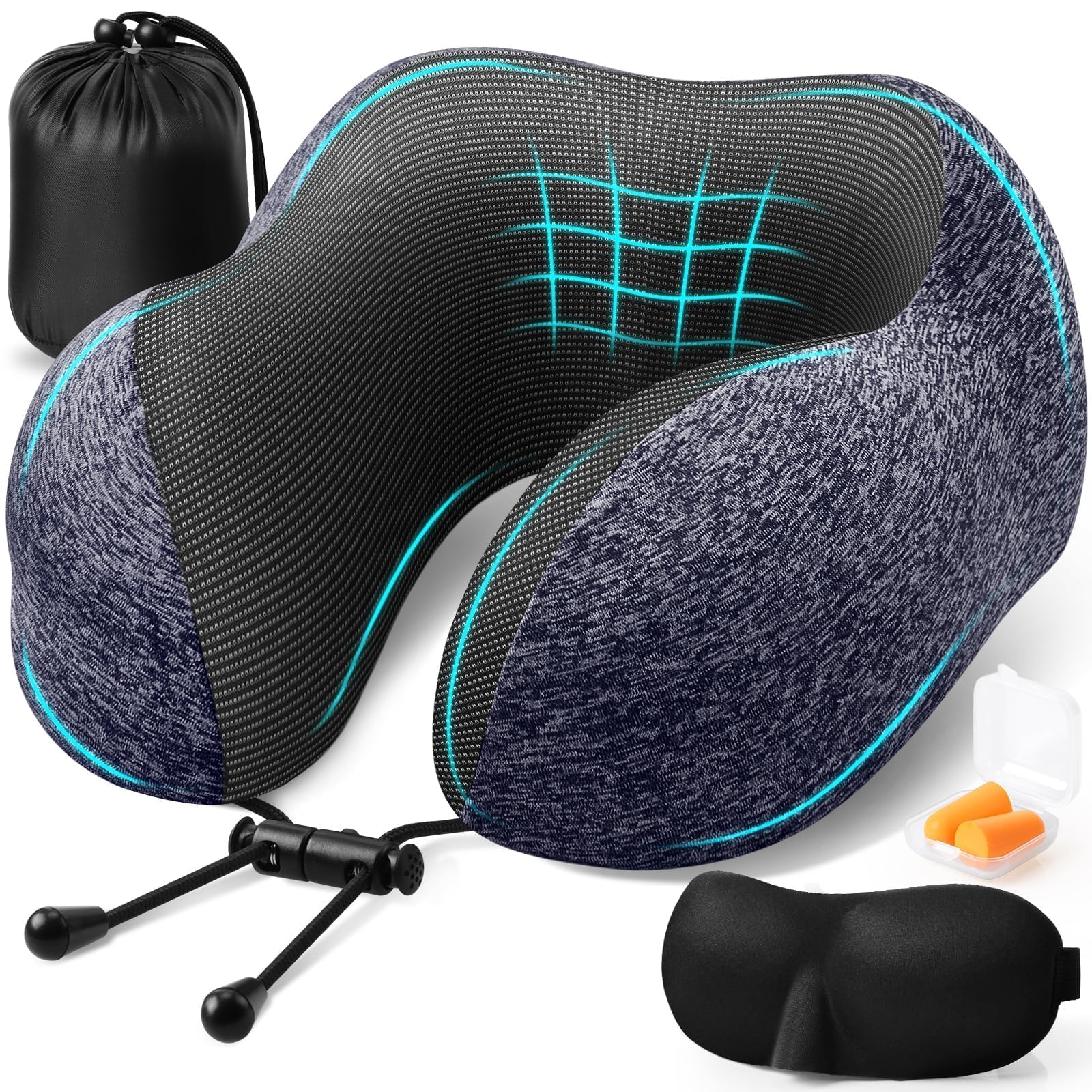ExploreBliss Travel Pillow, Neck Pillow Airplane, Mottled Blue