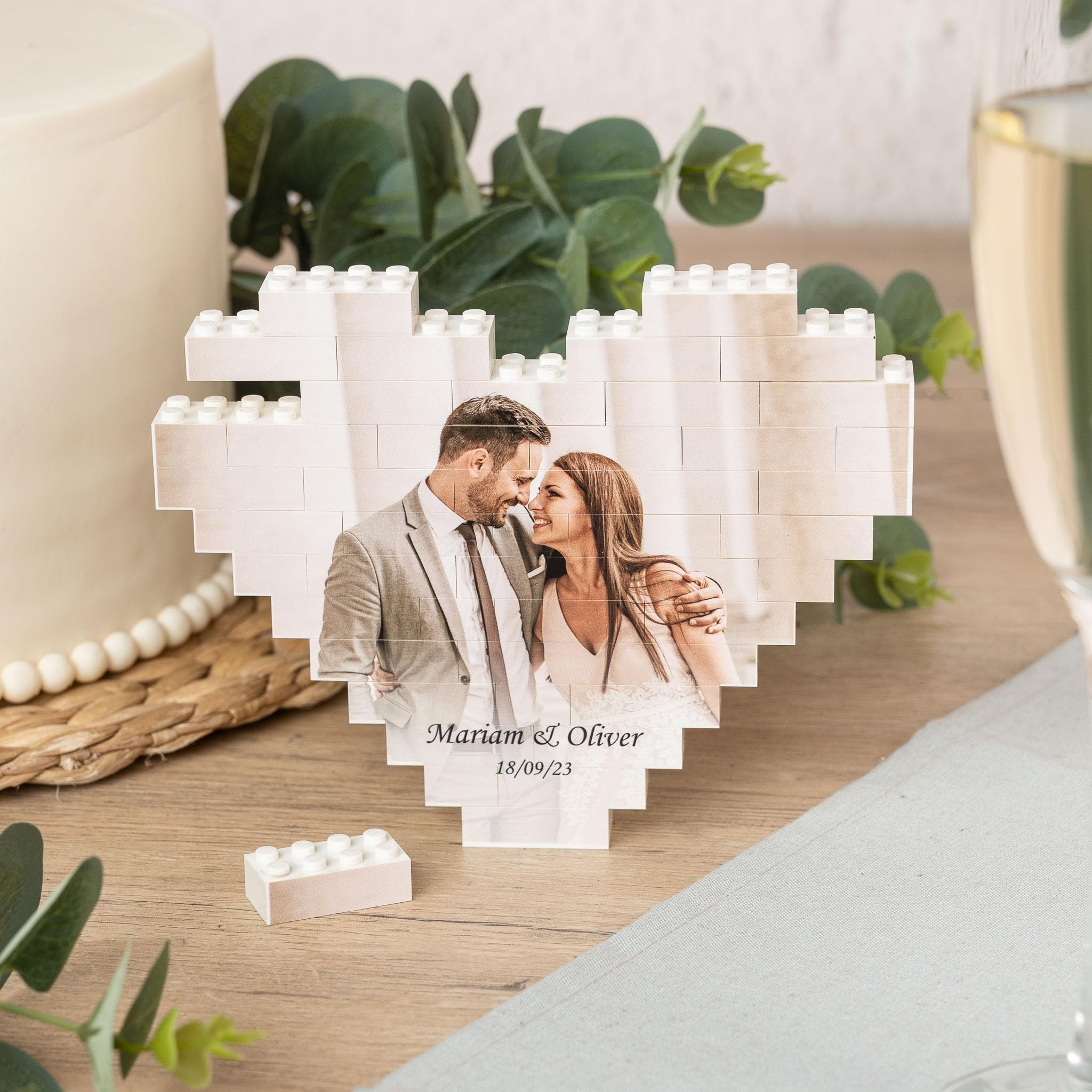 Wanapix | Puzzle Block Cuore Personalizzato | Regalo Originale di San Valentino | 47 Pezzi | 100% Personalizzato