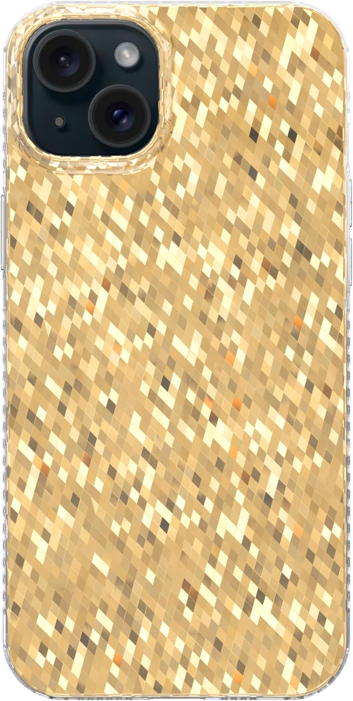 LONLI Hue - Champagne Gold Diamond Facet Sparkling Phone Case for iPhone 15 - [Sparkle Glow Finish, Luxe Glitter Protection] - [360° Shock-Absorbent Bumper] - for iPhone 15