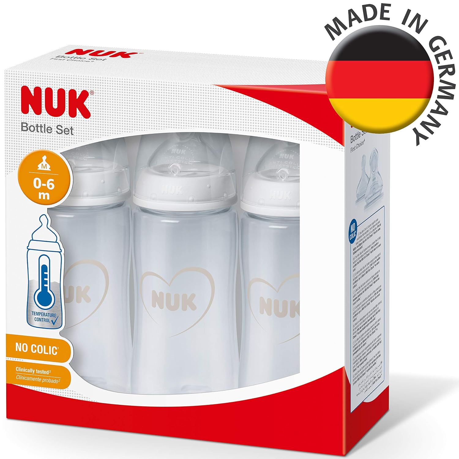 NUK First Choice+ Baby Bottles | 0-6 Months | 150 ml | Anti-Colic Bottles with Orthodontic Silicone Teat | Temperature Control | BPA-Free | Grey & White | 3 Count - Image 5