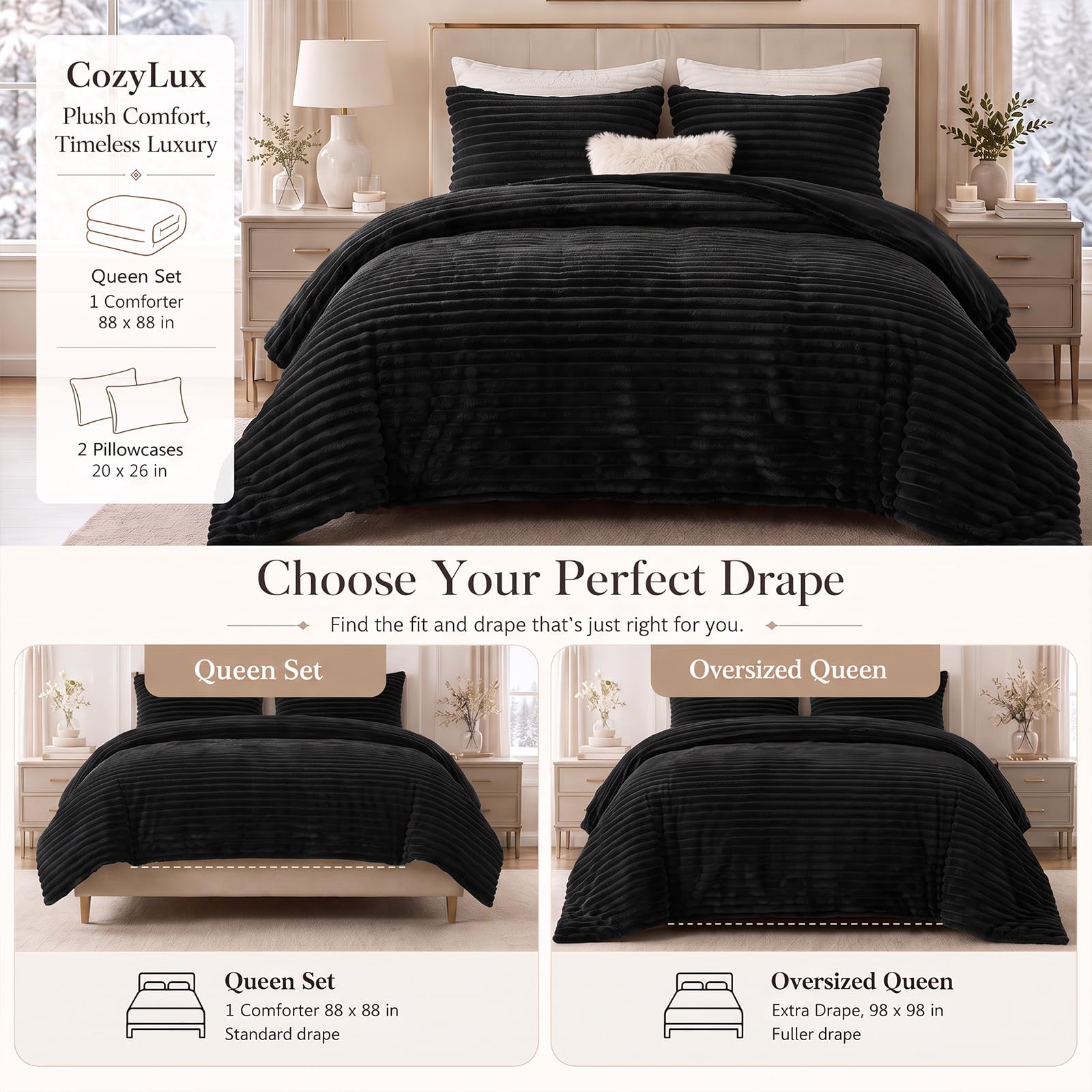 CozyLux Fleece Queen Comforter - Warm Winter Bedding -5 CozyLux Fleece Queen Comforter - Warm Winter Bedding -5