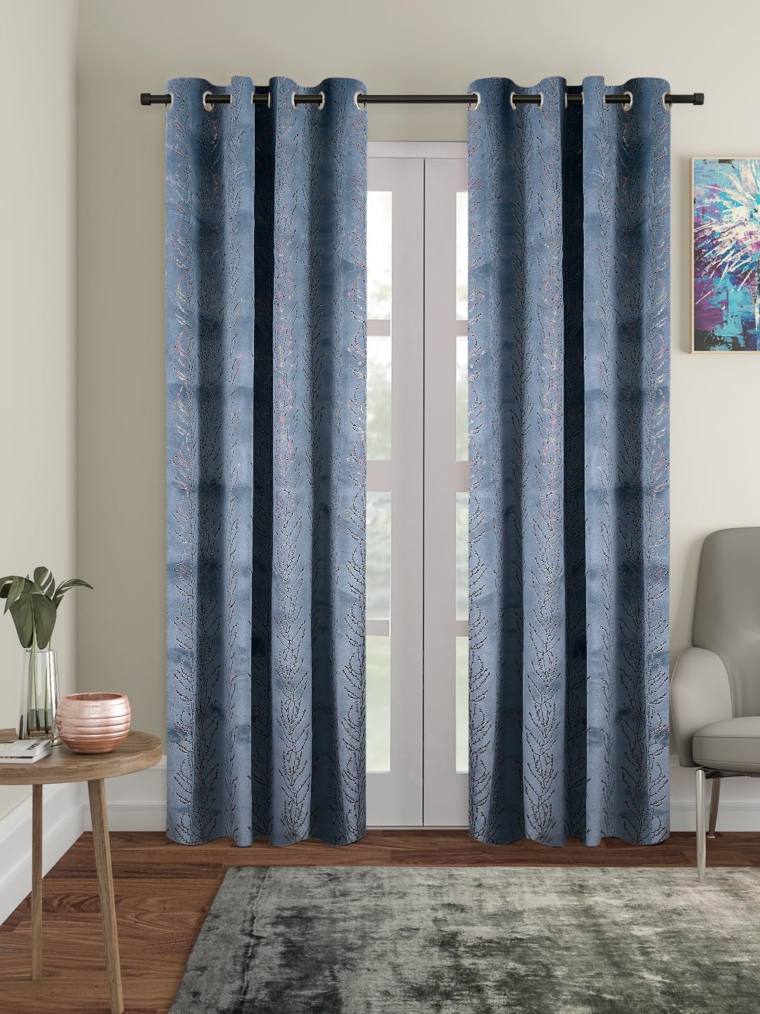 Amazon Brand - Solimo Polyester Velvet FOIL Door Curtains (Pack of 2, 7 FEET, Grey) (B0C65J64J7) Amazon Price History, Amazon Price Tracker