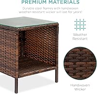 Vista 5 de Best Choice Products Juego de 3 piezas de mimbre para conversación al aire libre, muebles de patio que ahorran espacio para jardín con mesa