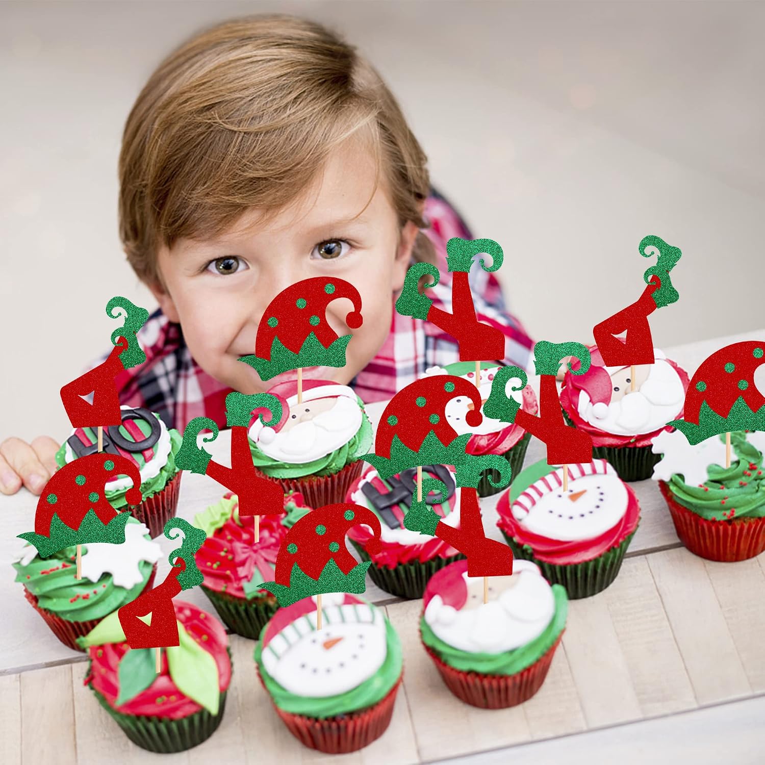 Mini Christmas Elf Cake Toppers