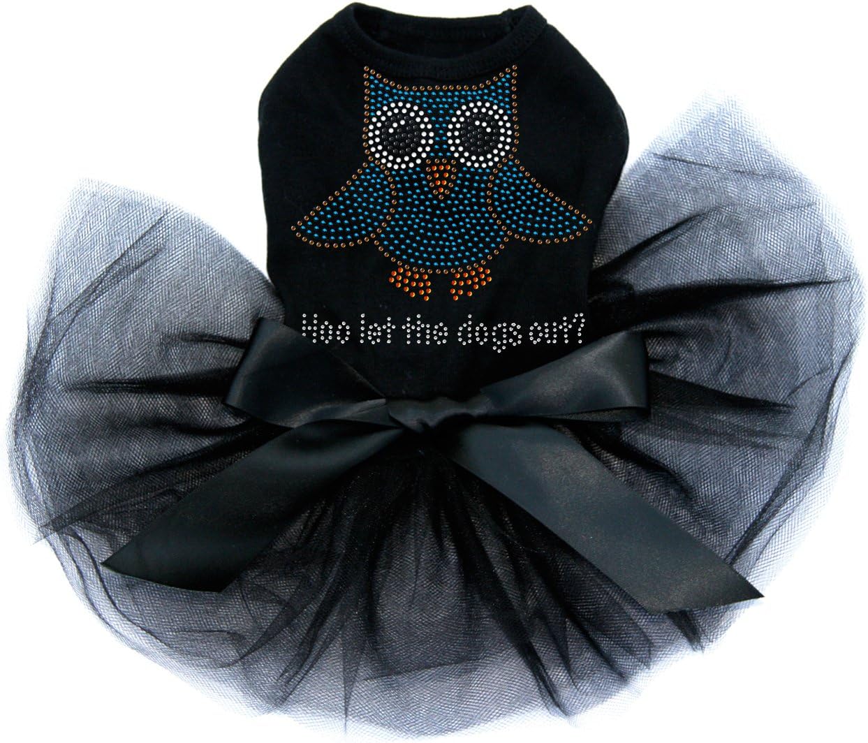 Blue Owl - Bling Rhinestone Tutu Dress, XL Black