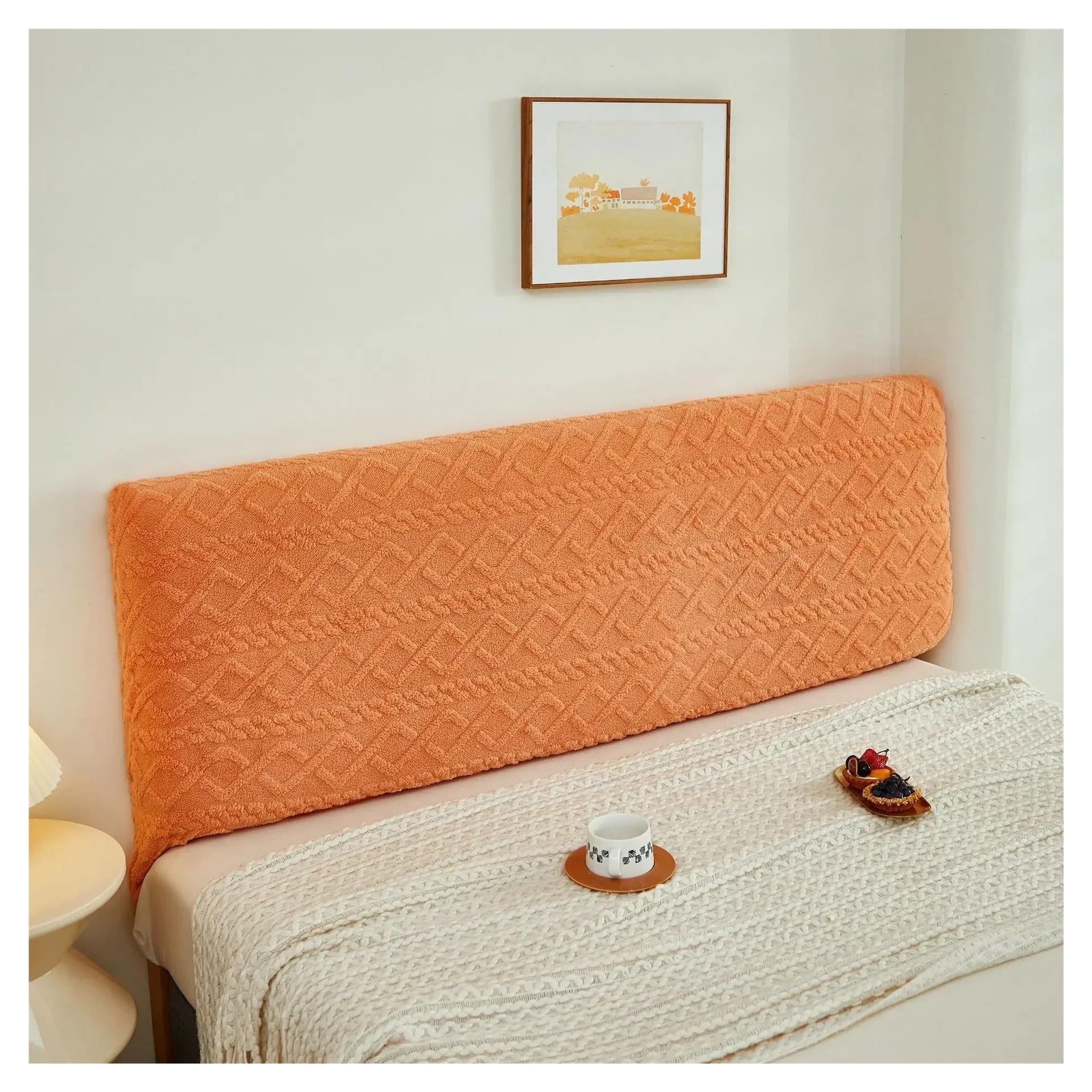FGUJSUR Headboard Slipcover Dustproof Bed Cover Soft Touch Headboard, Back Protection Elastic All Inclusive(Orange,1.5M (140cm-160cm))