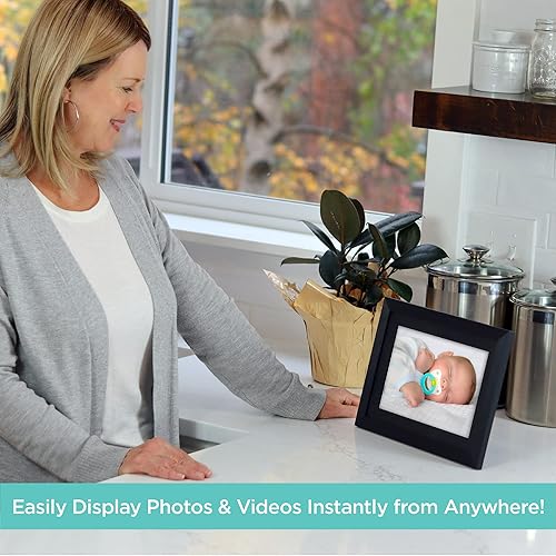 Miniatura 2 de iHome Marco de fotos digital WiFi compatible con Frameo App, marco de fotos digital de 32 G con uso compartido seguro de imágenes para mesa o