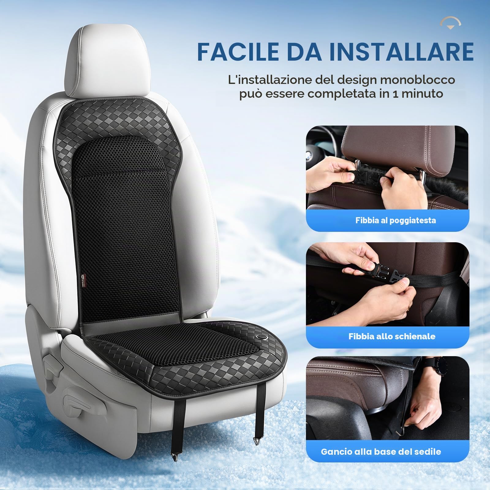 Coverado Estate Auto Coprisedili con 8 Ventilatori, 3 Velocità Regolabile Coprisedile Auto Ventilato Universal Fit per limousine,LKW, SUV, VAN
