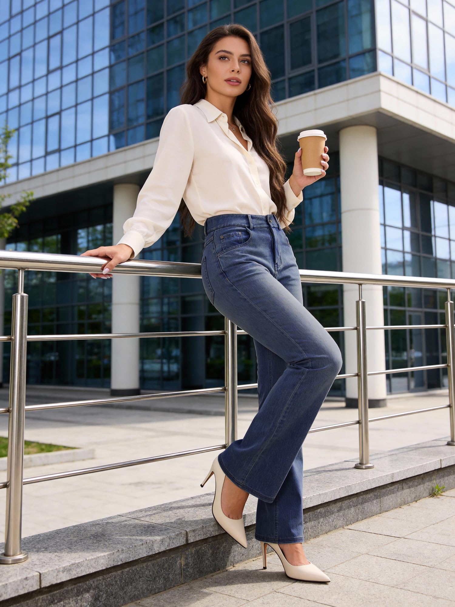 LaiEr Jeans Yoga de Mujer de Alta Elasticidad,Efecto Bigotes,Pitillo Levanta Glúteos con Bolsillo con Cremallera,Suaves y Cómodos,de Bota Micro,Aptos para Moda,Deporte y Fitness