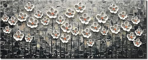 Arte romántico de pared en lienzo acrílico, pintura al óleo de 24 x 48 pulgadas, moderno, impresionista, pintada a mano, pintura al óleo para sala