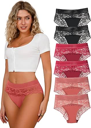 5 Damen-Slips High Waist - Baumwoll Unterwäsche In Farbblock Design