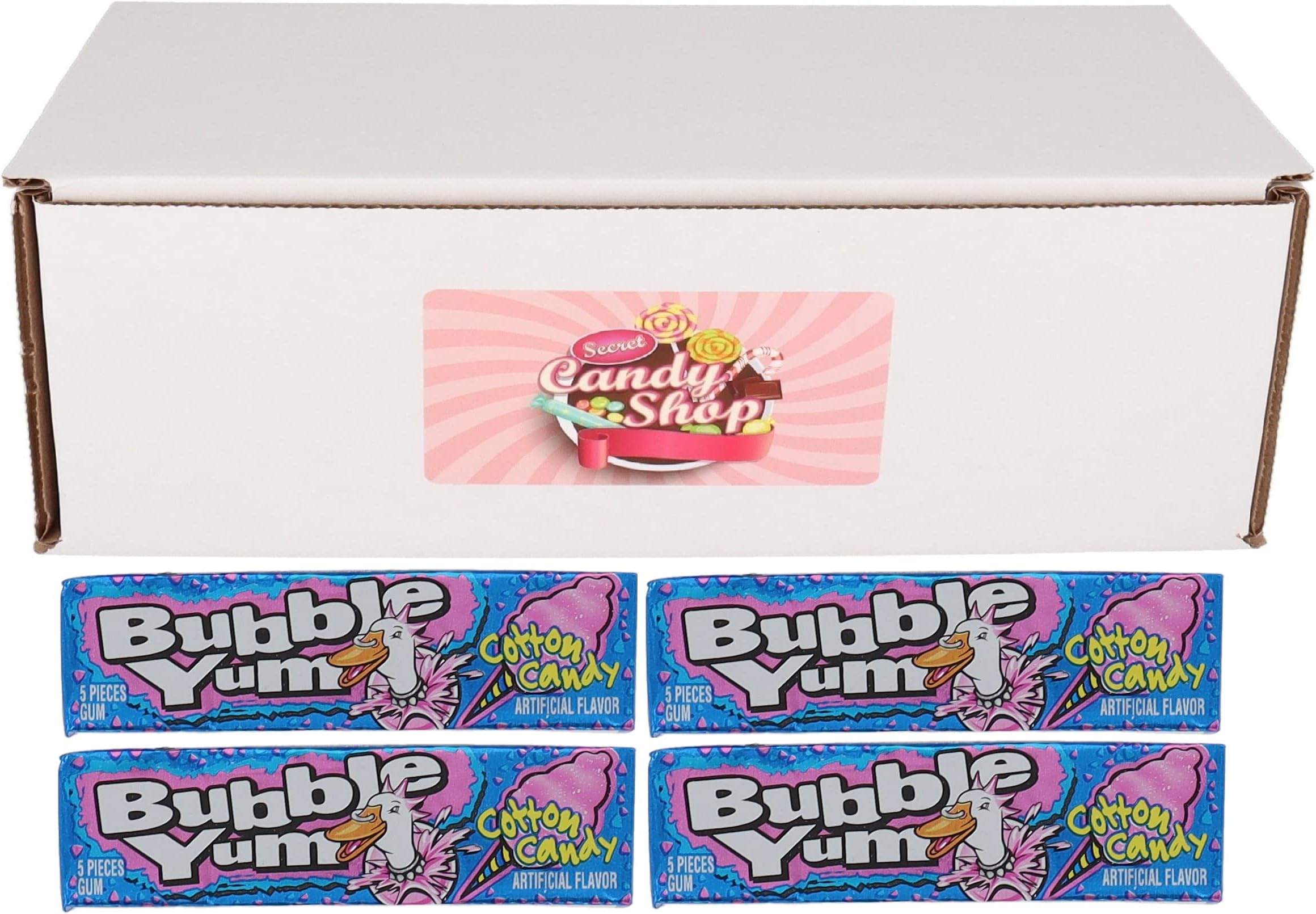 SECRET CANDY SHOP BUBBLE YUM Bubble Gum (Cotton Candy) (Pack of 4. Total 20 Gum Pieces)