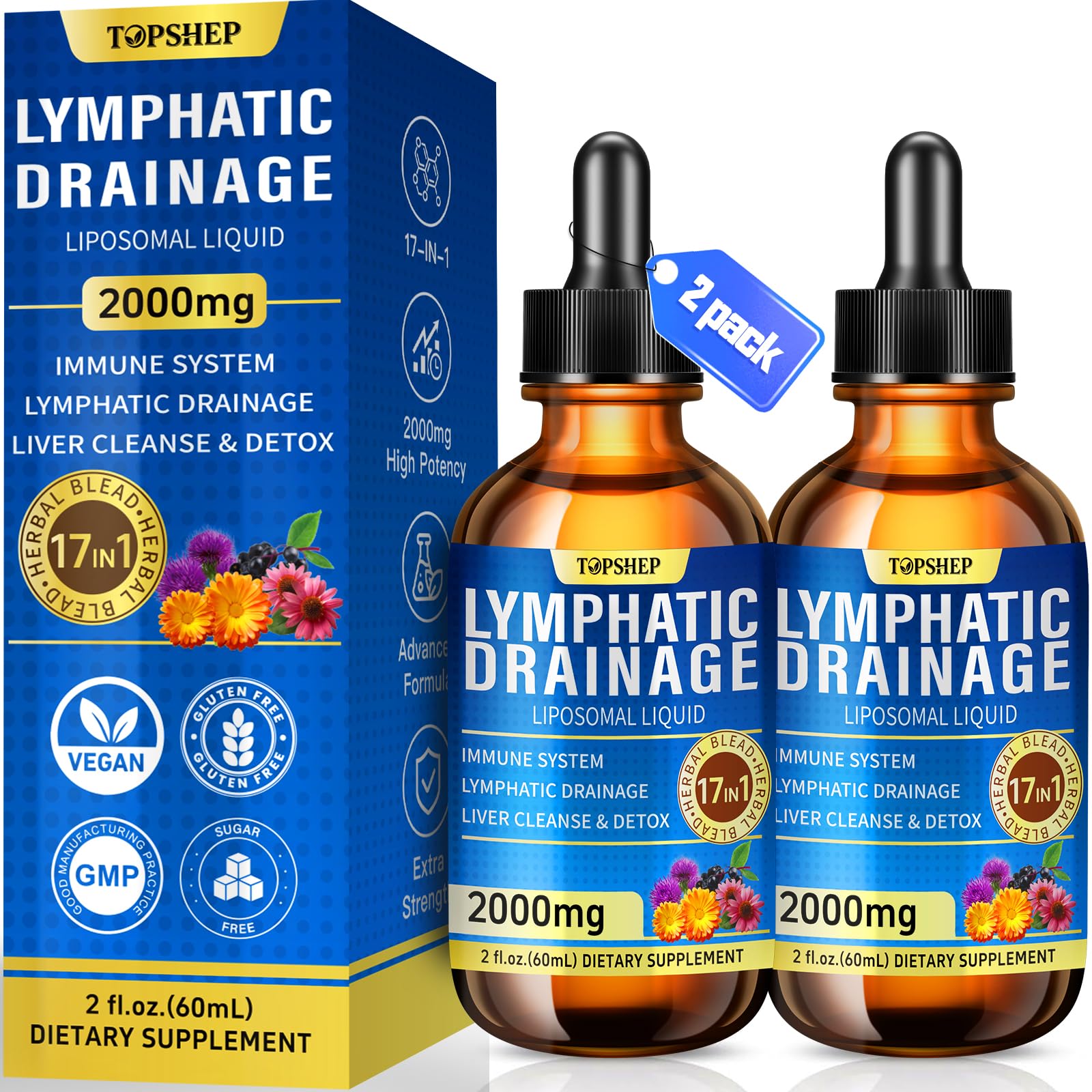 Amazon.com: Liposomal Lymphatic Drainage Drops 2000mg - 17-in-1