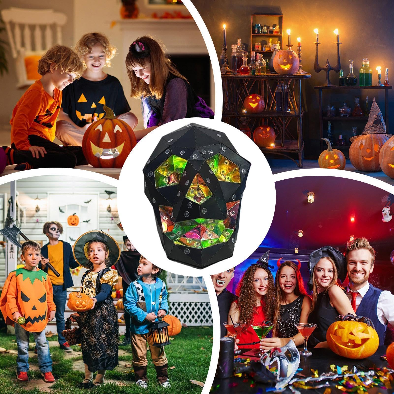 Lampada Teschio Forma Poligonale Prismatica LED Luce Decorazione Halloween