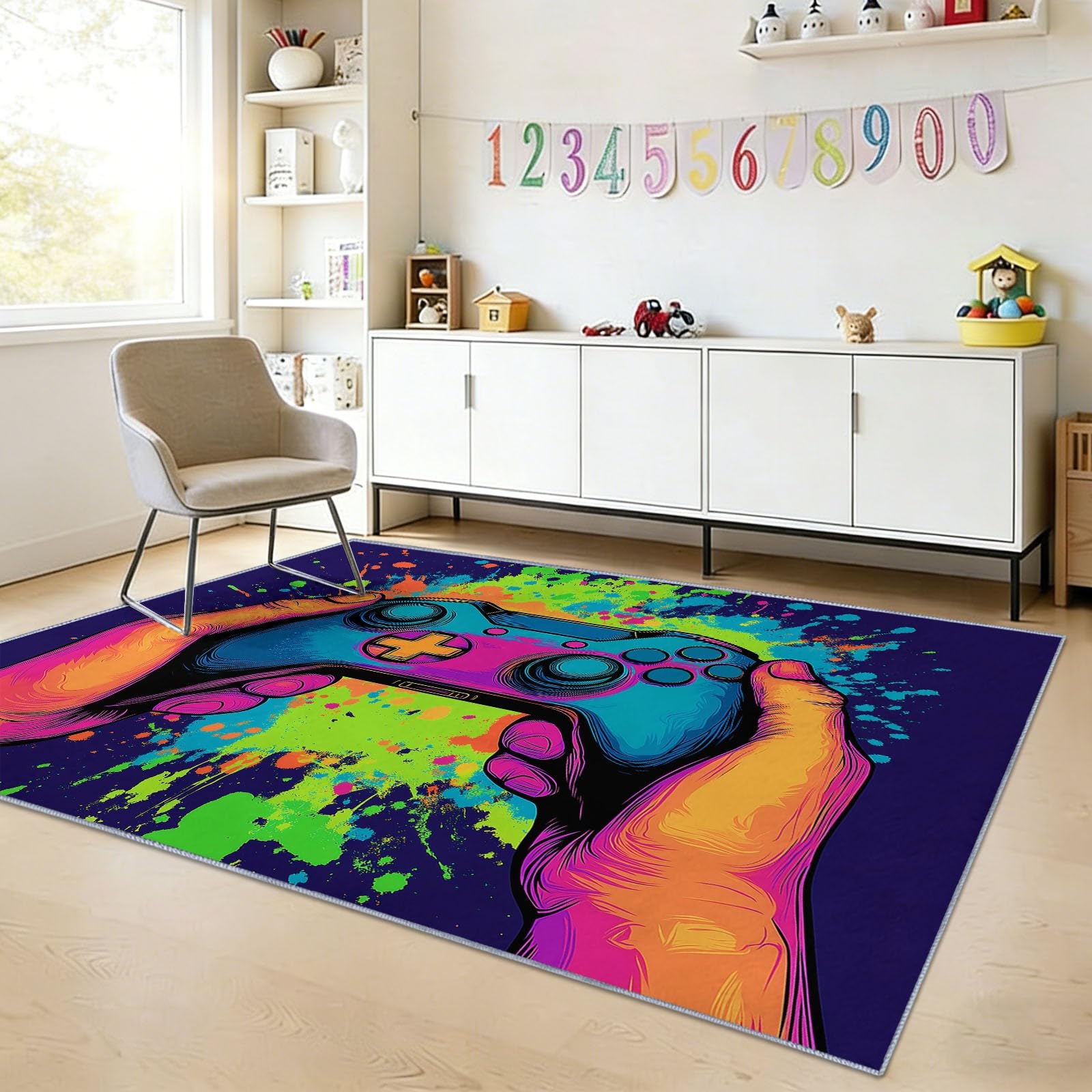 Ultra miękki dywan flanelowy 180 x 240 cm zestaw do kontrolera rozprysków nowoczesny dywan antypoślizgowy i zmywalny dywan do salonu i sypialni - wzór 3D, krótkie włosie i łatwe do czyszczenia, kolor