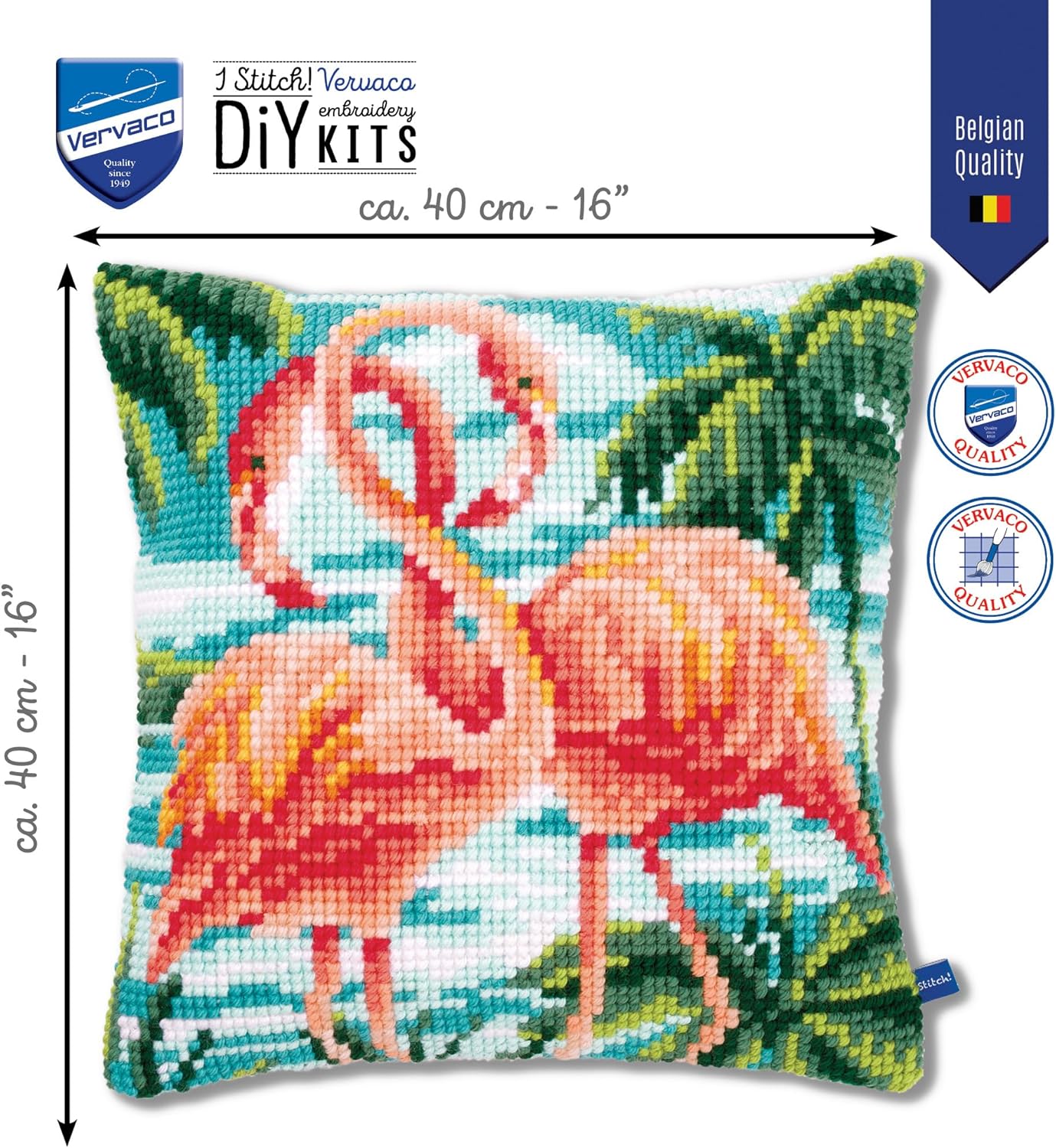 Vervaco Cross Stitch Cushion kit Flamingos