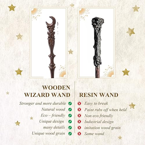 Miniatura 36 de Handicraftviet Varitas de madera tallada a mano para pájaros de 15 pulgadas para brujería coleccionable y cosplay, varita mágica regalo para niños y