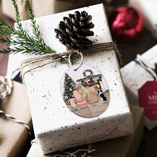Miniatura 57 de Bonitos adornos personalizados para parejas con retrato, adorno personalizado para árbol de Navidad con nombre de mascota, perro, gato, raza, regalo