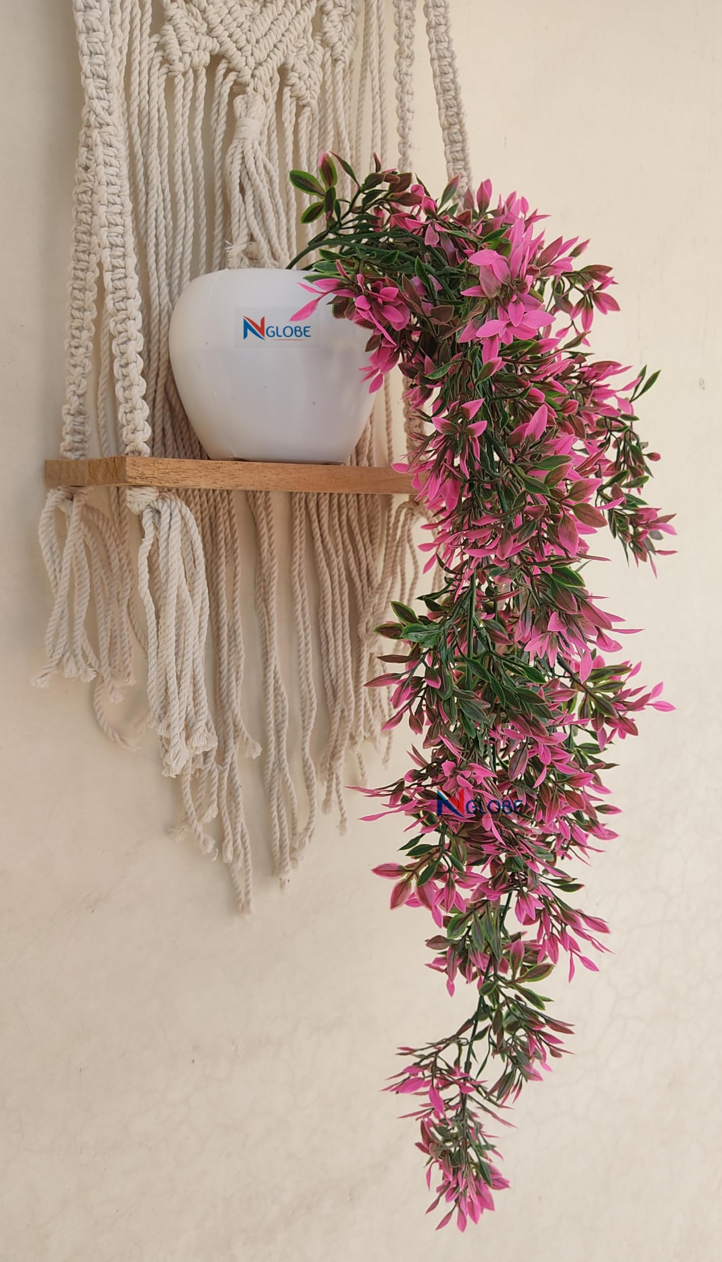 NN Globe Artificial Hanging Pink/Green Plant with White Apple Pot/Hanging Bunch for Decoration with Hanging Hook Artificial Bonsai/Leaf for Home Decor Artificial Flower for Decoration (B0DBZ9Q9DY) Amazon Price History, Amazon Price Tracker