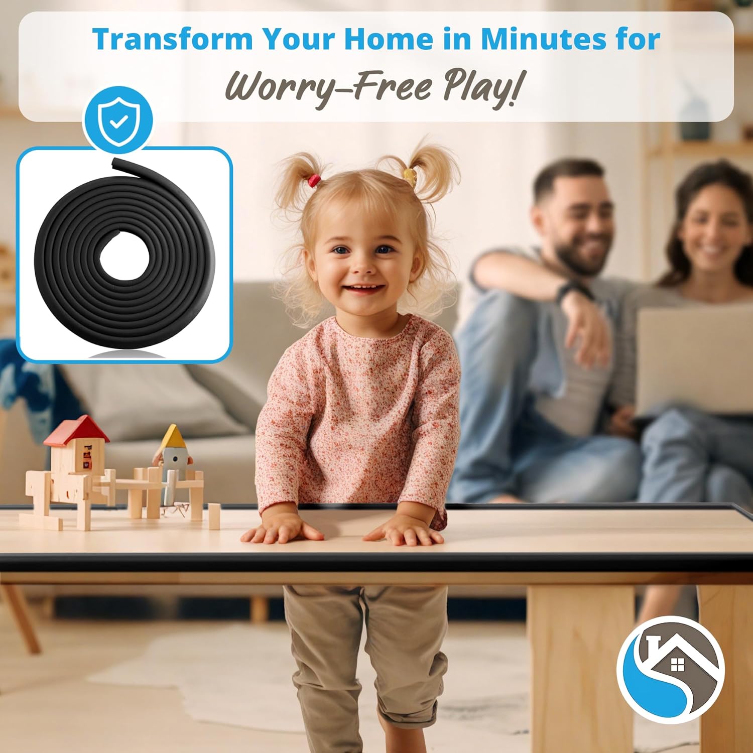 Premium 12ft Edge Protector for Baby, Odorless & Waterproof Foam Cushion with 3M Adhesive Tape, Non-Toxic to Baby Proof Corners and Edges, Wall Corner Protector & Desk Edge Cushion Black