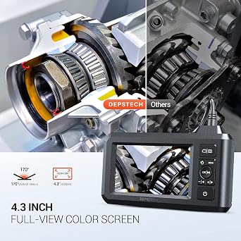 DEPSTECH 5.5mm Industrial Endoscope, 1080P Digital Borescope Inspection Camera with 4.3 Screen, IP67 Waterproof Snake Camera with Lights,16.5FT Semi-Rigid Cable, 32GB Card &Photo Capture,Helpful Tool