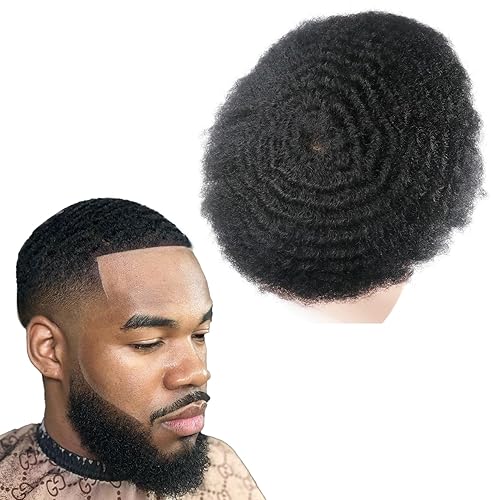 Afro peluquín ondulado para hombre, peluca para hombres, unidad de cabello 8MM, trenzas rizadas, sistema de reemplazo de piezas de cabello humano