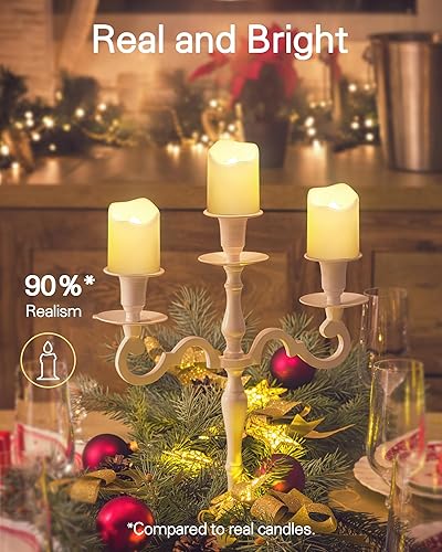 Miniatura 4 de SHYMERY Velas votivas LED sin llama con temporizador, paquete de 12 velas LED parpadeantes que duran 15 días, 18 horas de apagado en 24 horas, velas