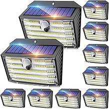 CLAONER Solar Lights Outdoor, Super Bright 126LED Solar Security Lights PIR Motion Sensor with 3 Lighting Modes, 270° Lighting Angle, Wireless IP65 Waterproof Wall Lights for Outside (10 Pack)