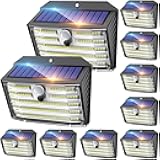 CLAONER Solar Lights Outdoor [𝟏𝟎 𝐏ack/126 LED], Wireless Motion Sensor Lights, IP65 Waterproof Security Lights 3 Modes, 270° Lighting Angle, Ultra-Bright Wall Lights for Deck Patio Fence Garage