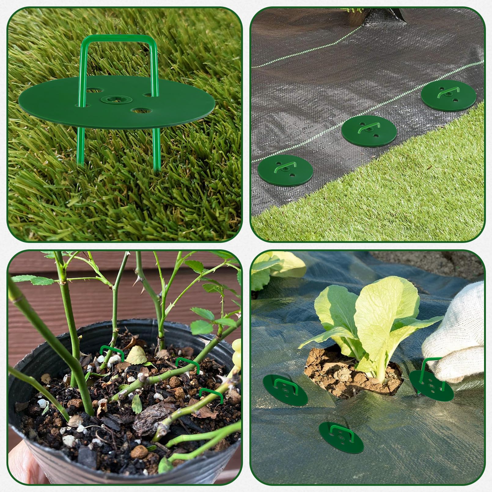 Lot de 100 agrafes paysagères + 100 joints, piquets de jardin galvanisés en forme de U pour aménagement paysager, piquets pour toile de protection contre les mauvaises herbes, couverture de