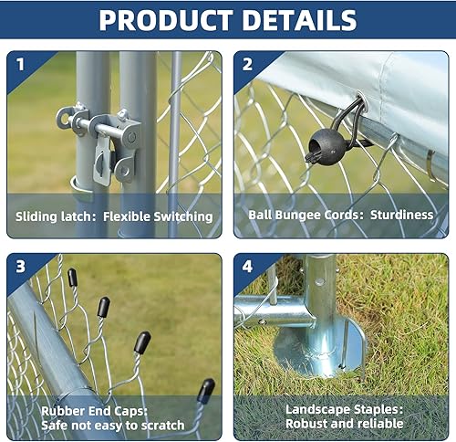 Miniatura 4 de Perrera grande para exteriores, jaula resistente para perros, casa para mascotas, valla de acero galvanizado, corralito para perros y cachorros,